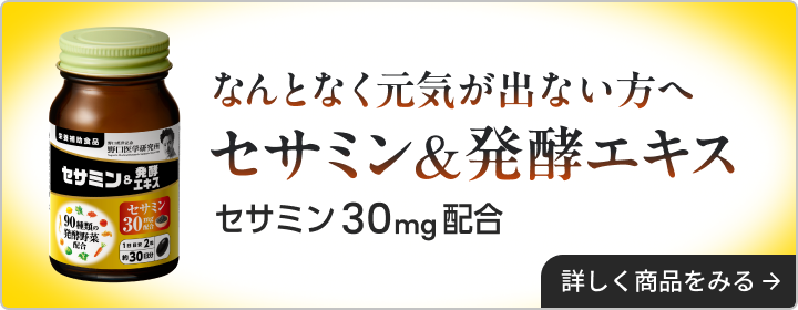なんとなく元気が出ない方へ セサミン&発酵エキス セサミン30mg配合 詳しく商品をみる